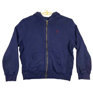 Polo Ralph Lauren Navy Blue Full Zip Hoodie Mens XL Cotton Polyester Blend READ
